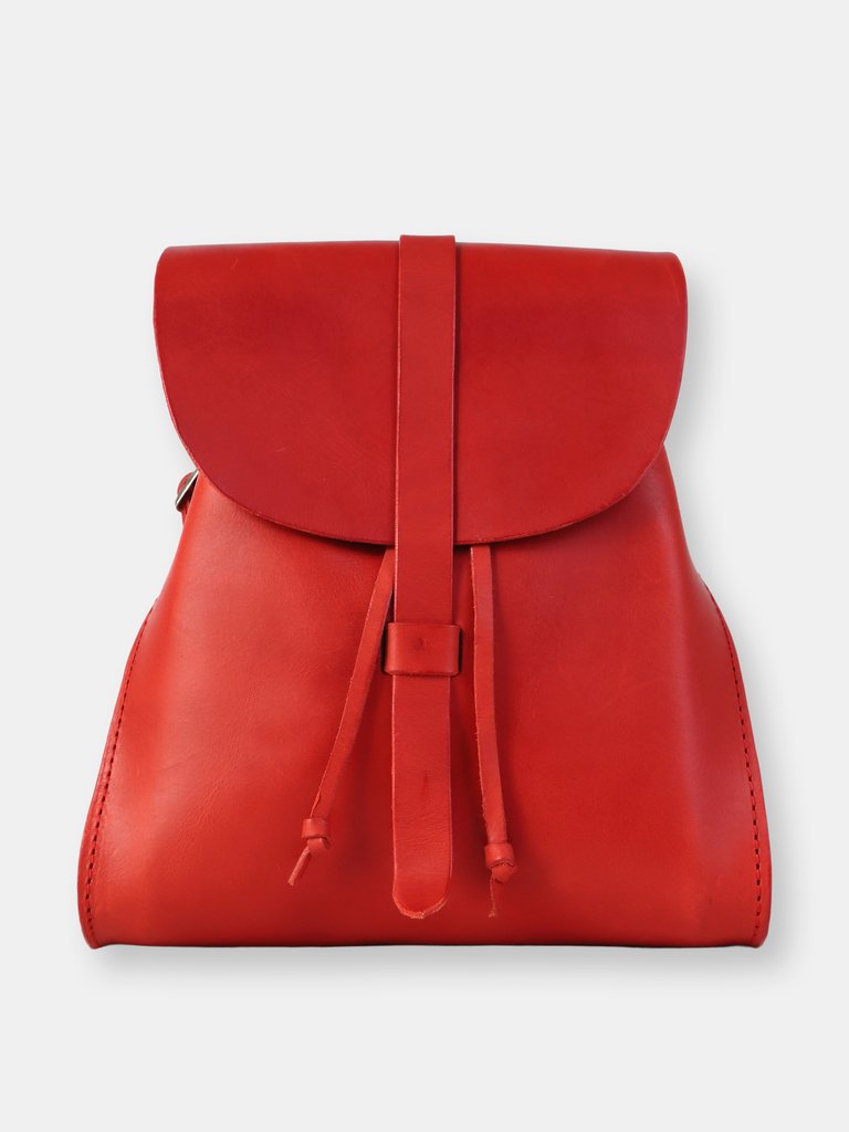 Leather Backpack in Cuoio Red Mod 130