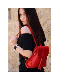 Leather Backpack in Cuoio Red Mod 130