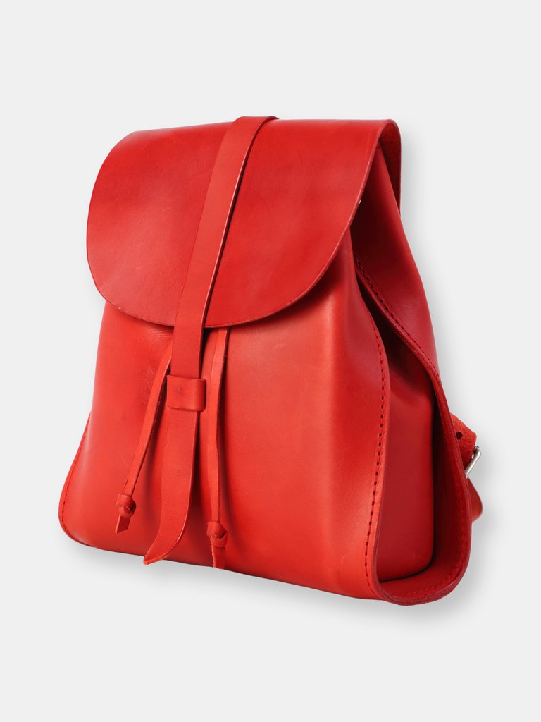 Leather Backpack in Cuoio Red Mod 130 - Red