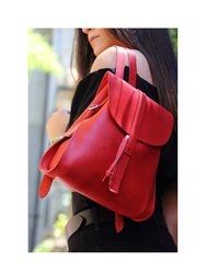 Leather Backpack in Cuoio Red Mod 130