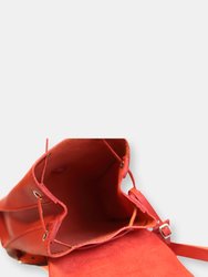 Leather Backpack in Cuoio Red Mod 130