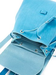 Leather Backpack Light Blue Tribeca Collection