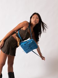 Leather Backpack Light Blue Tribeca Collection