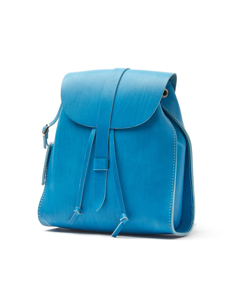 Leather Backpack Light Blue Tribeca Collection - Light Blue