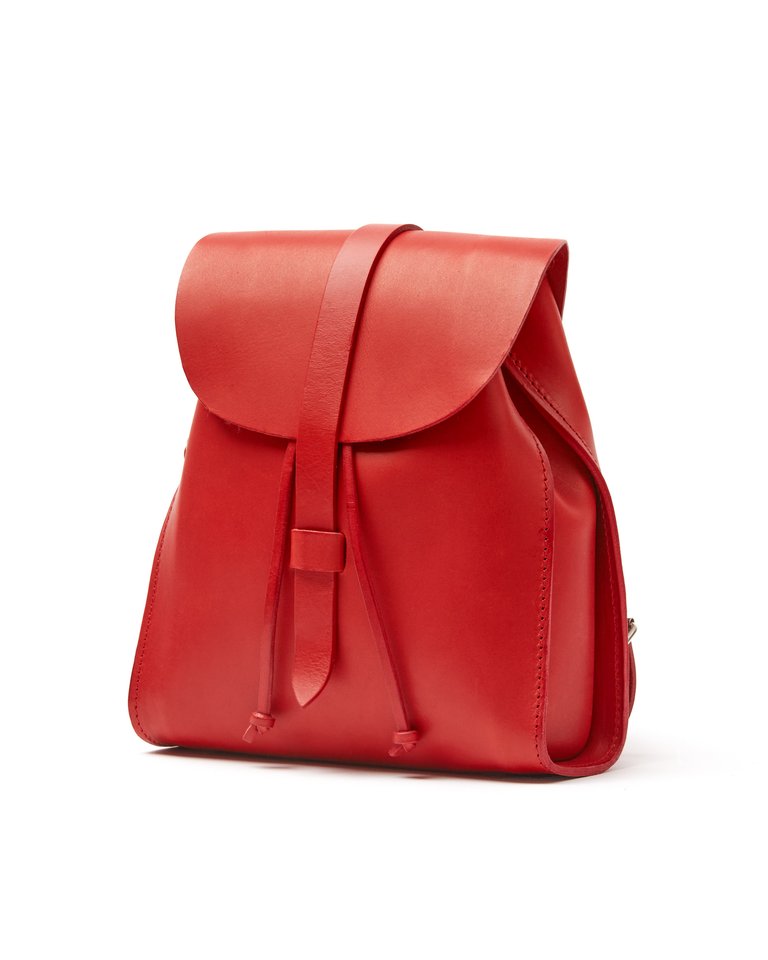 Leather Backpack Red Tribeca Collection - Red