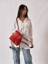 Leather Backpack Red Tribeca Collection