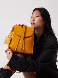 Leather Backpack Yellow Tribeca Collection