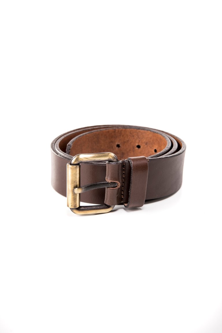 Leather Belt Dark Brown Size Large - Dark Brown