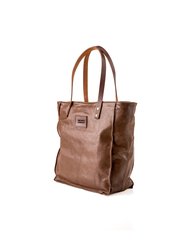 Leather Tote In Lambskin Brown