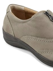 Women's Fannie Round Toe Casual Leather Slip-On Flats In Taupe