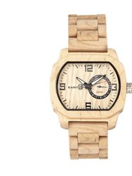 Earth Wood Scaly Bracelet Watch w/Date - Khaki/Tan