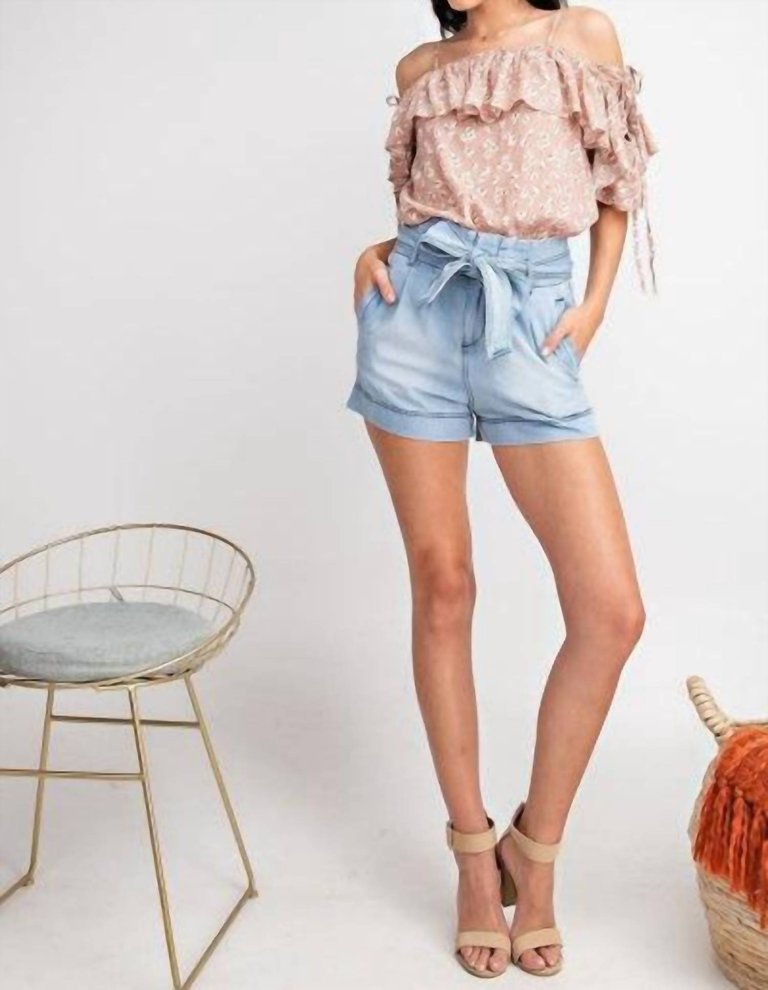 All About The High Waist Shorts In Light Denim - Light Denim