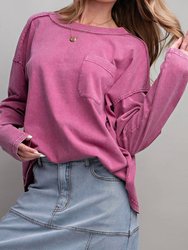 Orchid Mineral Washed Top In Pink - Pink