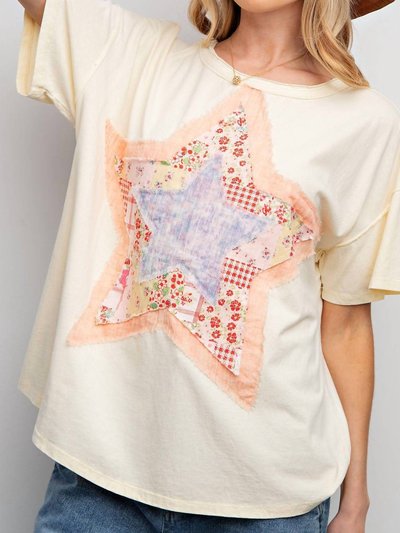 Easel Star Patchwork Top In Pale Yellow product