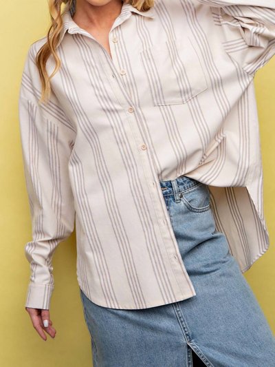 Easel Stripe Button Down Shirt In Taupe product