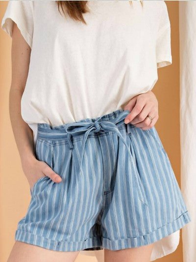 Easel Stripe Time High Waist Shorts product