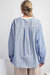 Striped Voile Mixed Knit Top In White/blue Stripe