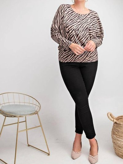 Easel Zebra Suede Plus Top In Khaki product