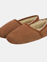 Mens Full Sheepskin Turn Slippers - Chestnut