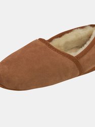 Mens Full Sheepskin Turn Slippers - Chestnut - Chestnut