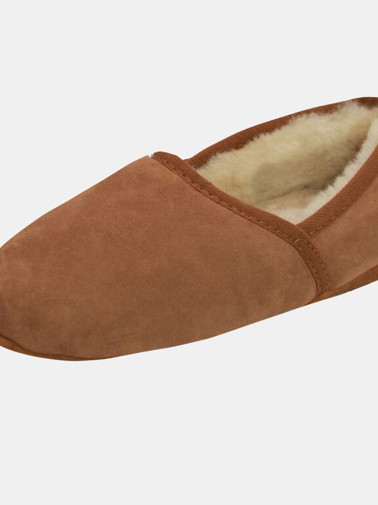 Mens Full Sheepskin Turn Slippers - Chestnut - Chestnut