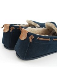 Mens Owen Berber Suede Moccasins - Navy