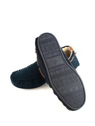 Mens Owen Berber Suede Moccasins - Navy