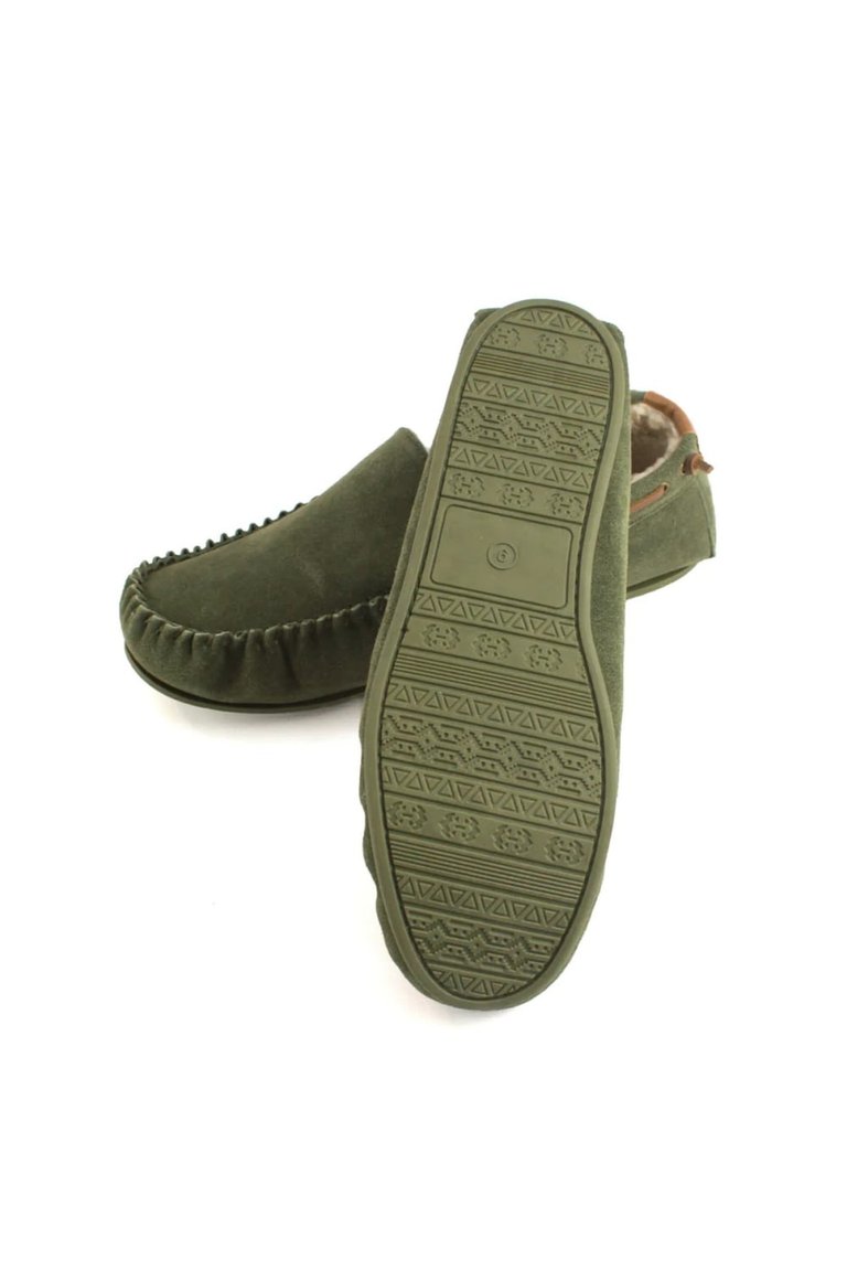 Mens Owen Berber Suede Moccasins - Olive