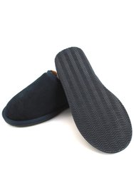 Mens Tipped Sheepskin Slippers - Navy