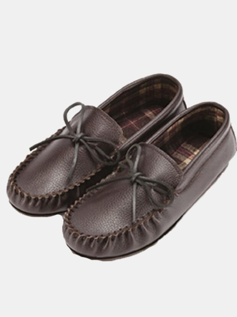 Unisex Fabric Lined Moccasins - Dark Brown - Dark Brown