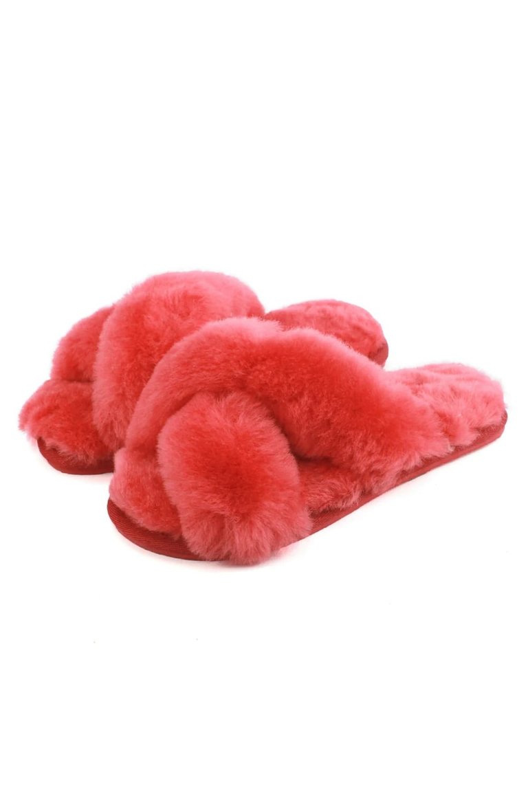 Womens/Ladies Delilah Sheepskin Slippers - Watermelon - Watermelon