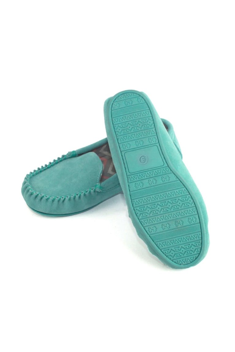 Womens/Ladies Ffion Suede Moccasins - Aqua Blue