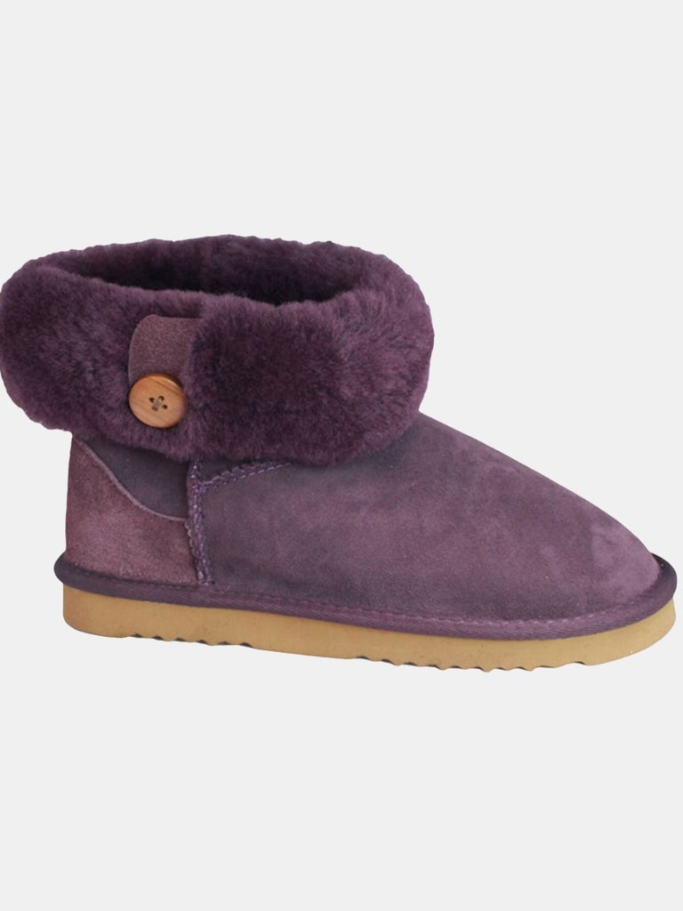 Womens/Ladies Freya Cuff And Button Sheepskin Boots - Purple - Purple