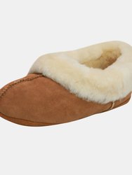 Womens/Ladies Full Sheepskin Turn Slippers (Chestnut) - Chestnut