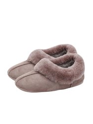 Womens/Ladies Full Sheepskin Turn Slippers - Mink