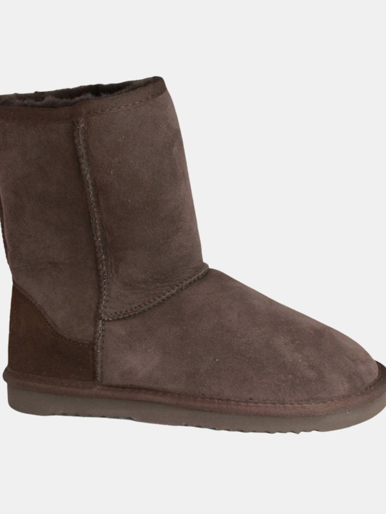 Womens/Ladies Jodie Sheepskin Short Plain Boots - Chocolate - Chocolate