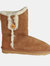 Womens/Ladies Lacey Sheepskin Button Boots- Chestnut - Chestnut