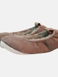 Womens/Ladies Sheepskin Lined Ballerina Slippers - Mink