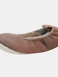 Womens/Ladies Sheepskin Lined Ballerina Slippers - Mink - Mink