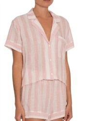 Umbrella Stripe Woven Shorty Pajamas Set - Pink/Ivory