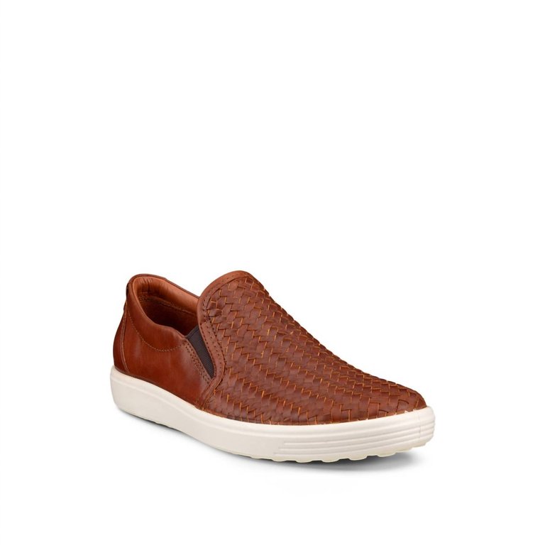 Women's Slip-On Weave Loafers In Cognac