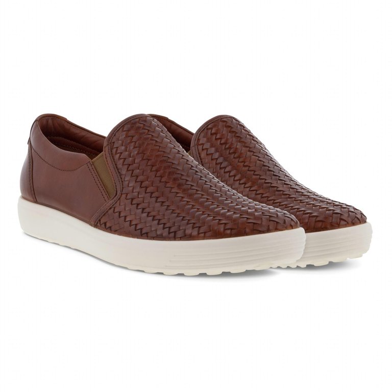 Women's Slip-On Weave Loafers In Cognac - Cognac