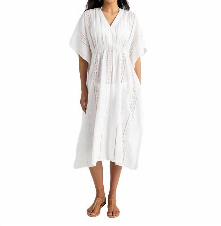 Eyelet Maxi Caftan In White