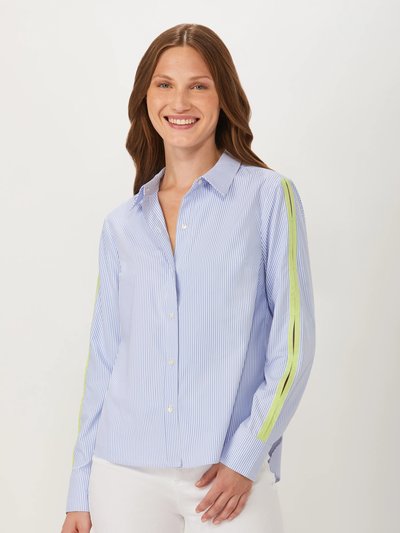 Ecru Designs Davis Shirt With Sleeve Detail - Blue/White Stripe/Citron product