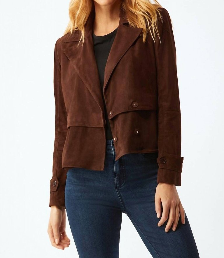 Suede Short Trench In Chocolate - Chocolate