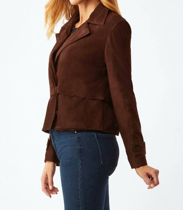 Suede Short Trench In Chocolate