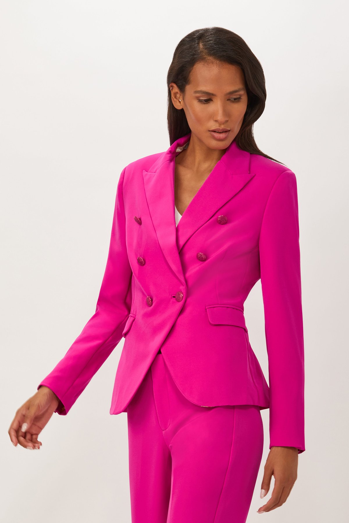 Ecru Designs Double Breasted Jacket - Bright Pink