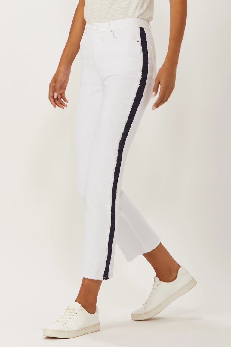 Limited Edition La Cienega Side Detail Cropped Jean - White/Navy - White/Navy