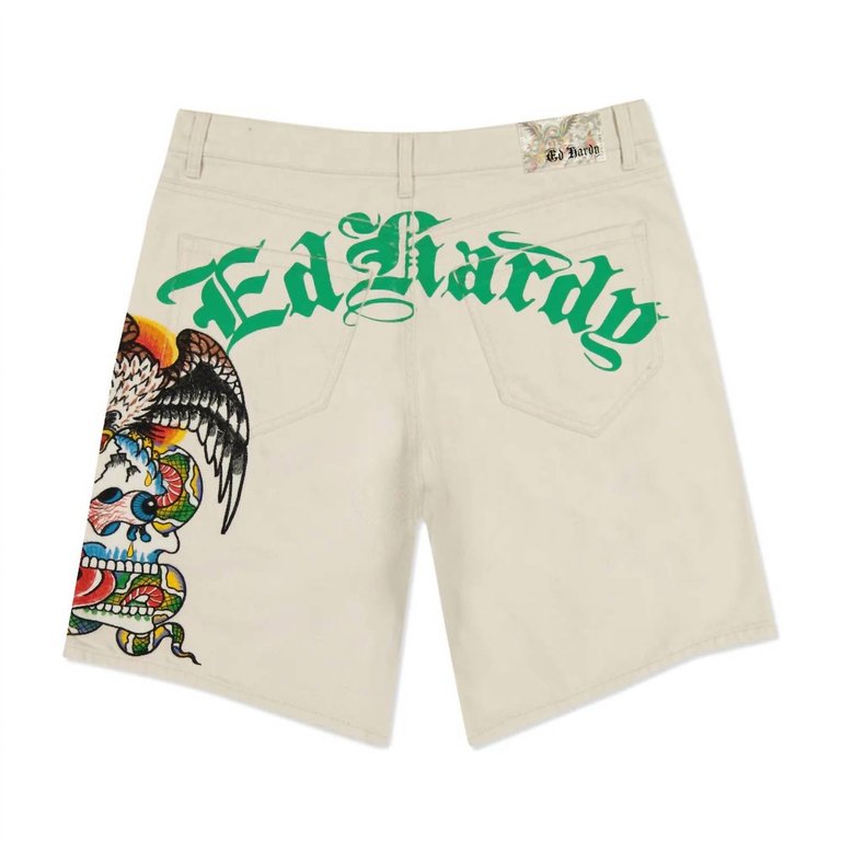 Men's Battle Skull Skater Short In Khaki