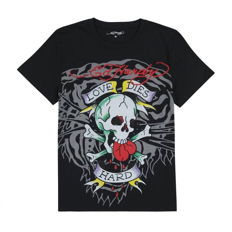 Men's Love Skull T-Shirt In Faded Black - Faded Black